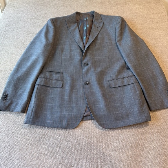 Luciano Natazzi Mens‎ 2 Button Modern Fit Suit Jacket Ticket Pocket Blazer 46R
